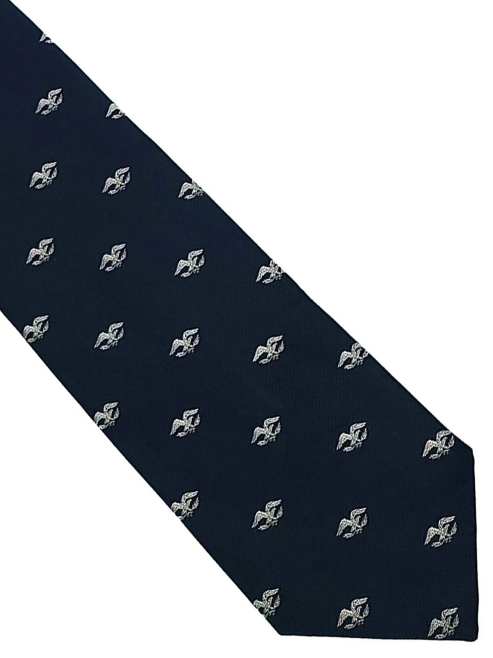 Vintage Navy Blue Bald Eagle Repp Tie Necktie United States America Embroidered